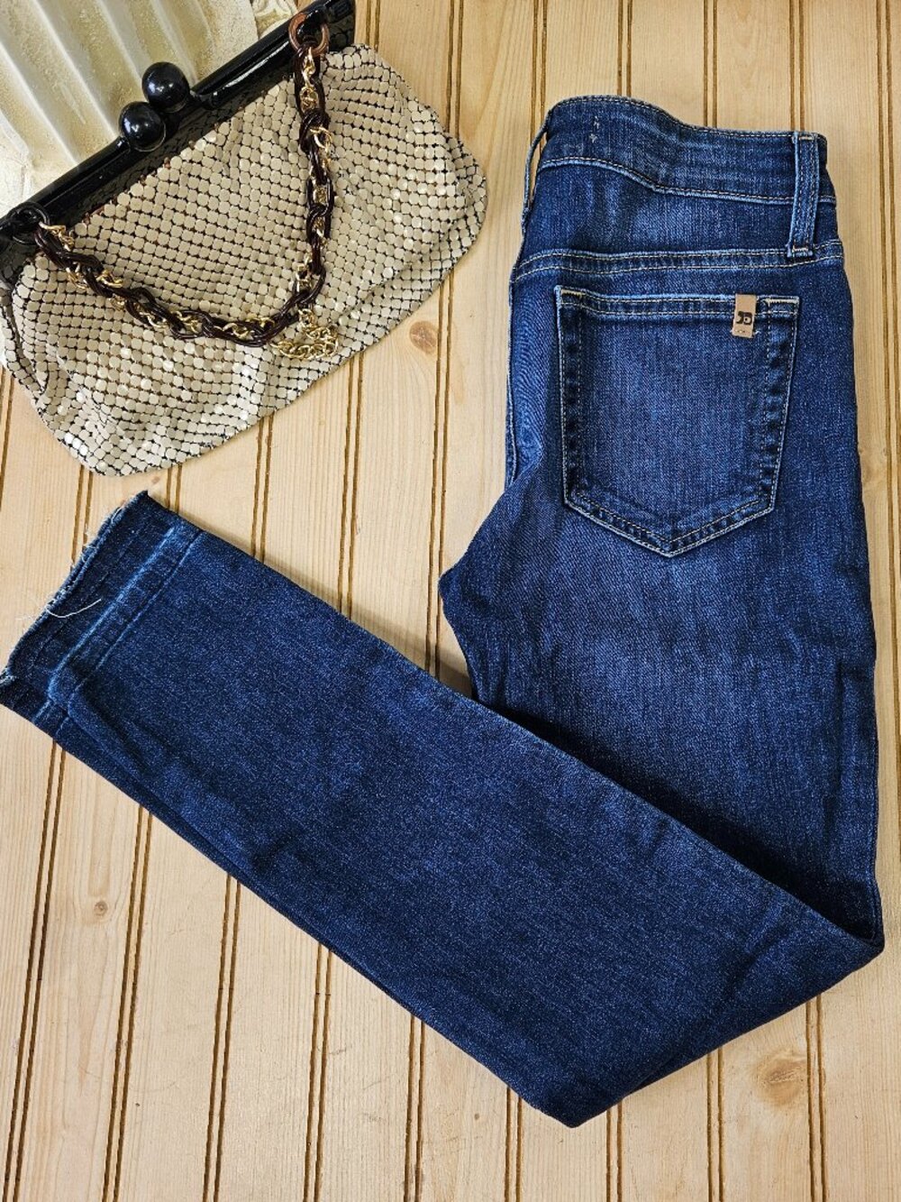 Joes Jeans Size 25 Ruth Skinny Ankle Raw Let Down Hem Dark Wash Mid Rise Stretch